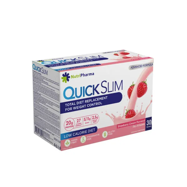 Коктейль Quick Slim "Полуниця з вершками", 30 саше по 23 г