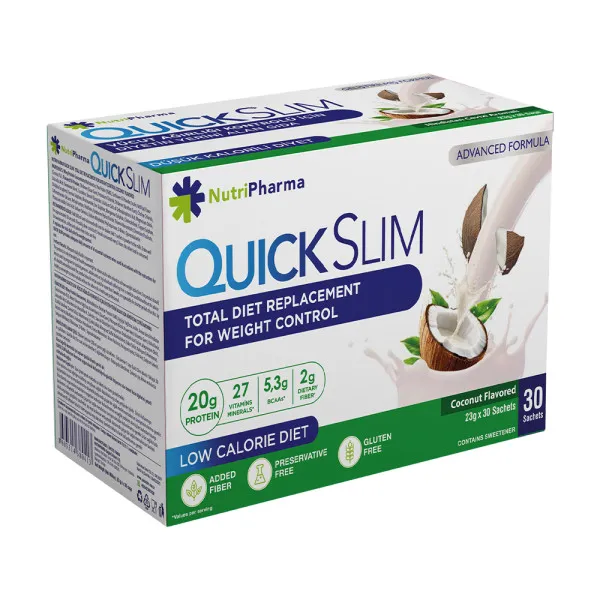 Коктейль Quick Slim "Стиглий кокос", 30 саше по 23 г