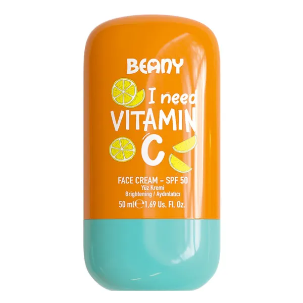 Освітлювальний крем для обличчя з вітаміном С з SPF 50 Beany, 50 мл
