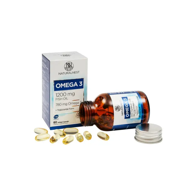 Дієтична добавка "Omega 3 з риб'ячим жиром" NATURALNEST, 60 желатинових капсул